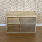 1:12 Scale Miniature Unpainted Wood Wall Shelf Cabinet, 2 Clear Sliding Doors, 3-15/16 inch wide, DIY Dollhouse Supply