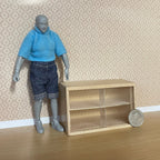 1:12 Scale Miniature Unpainted Wood Wall Shelf Cabinet, 2 Clear Sliding Doors, 3-15/16 inch wide, DIY Dollhouse Supply