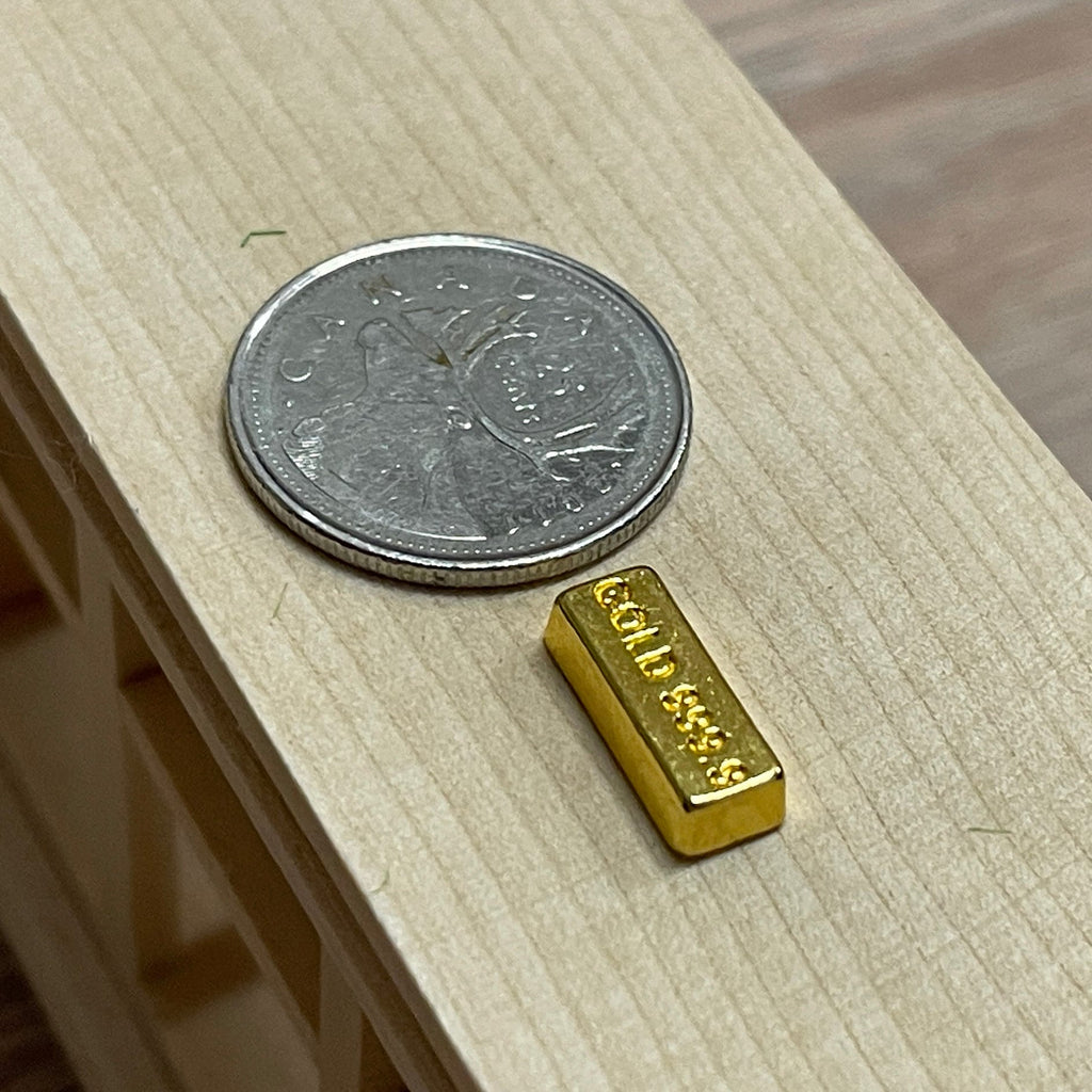 1:12 Scale Miniature Prop Gold Bar Replica, Not Real Gold, 9/16 inch long, DIY Dollhouse Supply