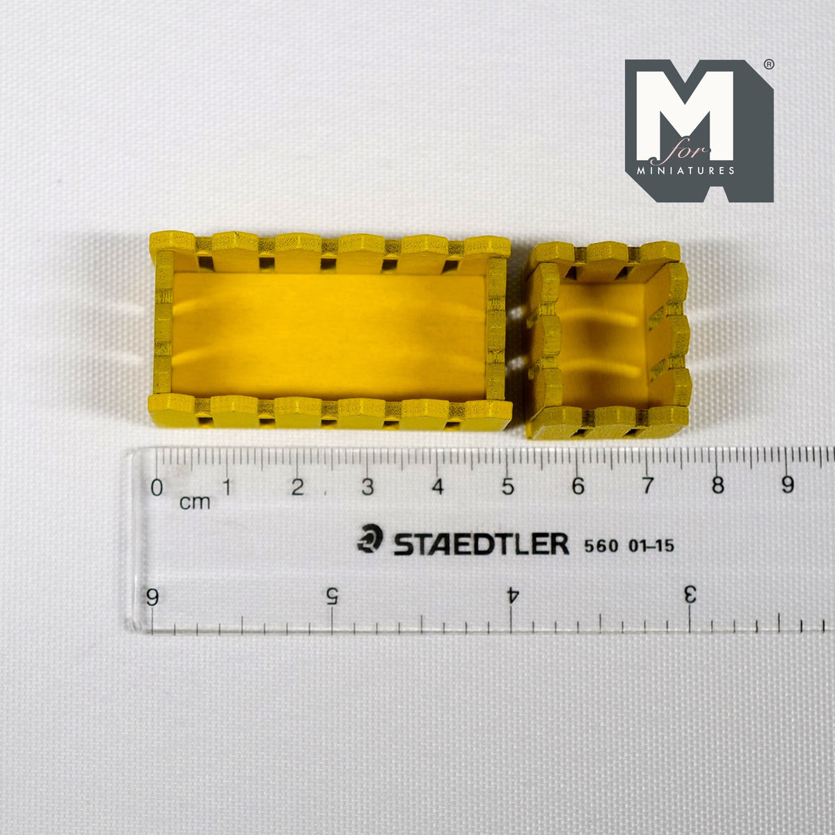 1:12 Scale Miniature Wood Picket Planter Boxes, Square and Rectangular, Set of 2, 1-15/16 inch long, DIY Dollhouse Supply (yellow)