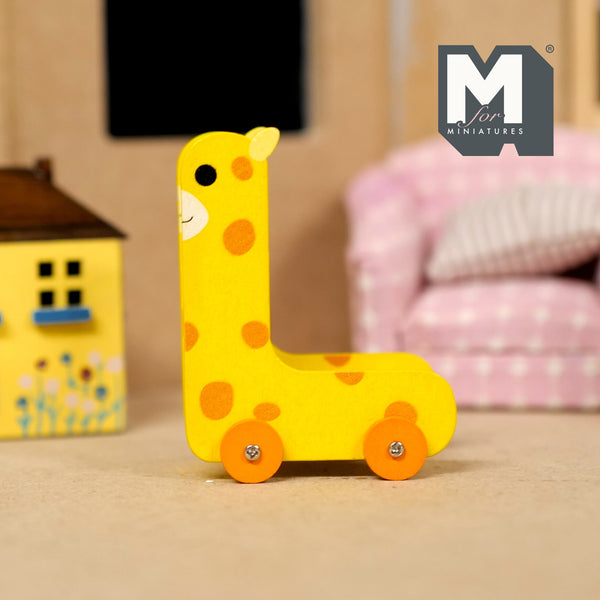 Miniature Giraffe Storage Cart 1:12 Scale Dollhouse Kid's Room Storage Toy Box - G083