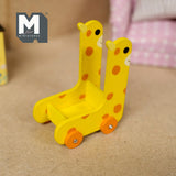 Miniature Giraffe Storage Cart 1:12 Scale Dollhouse Kid's Room Storage Toy Box - G083