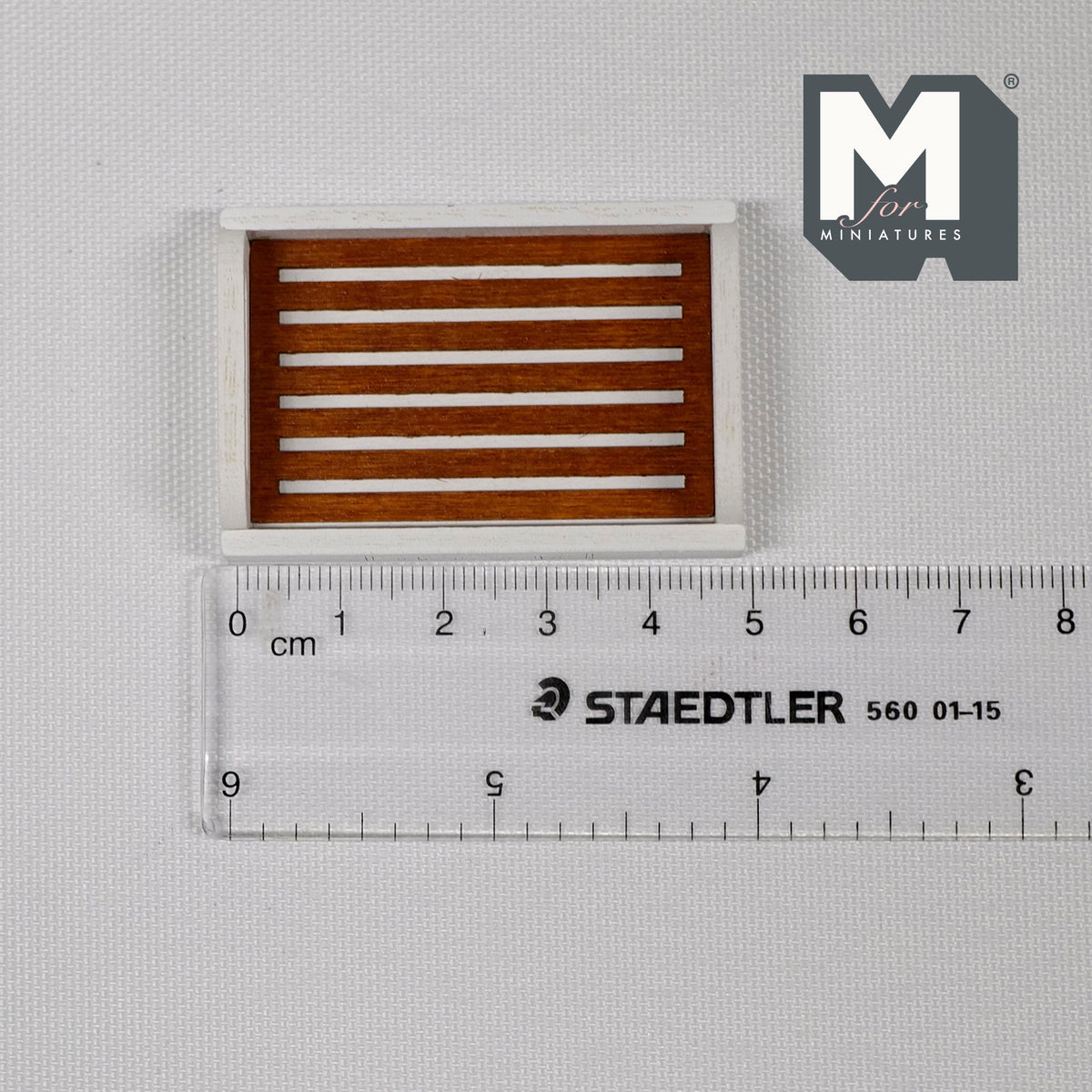 1:12 Scale Miniature Wood Serving Tray with Handles and Slatted Insert, 1-15/16 inch wide, DIY Dollhouse Supply (white)