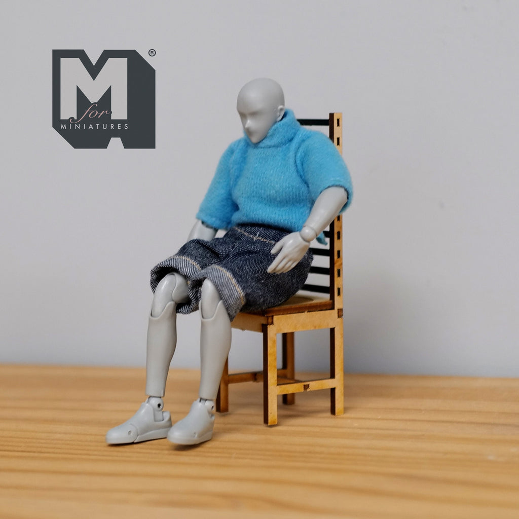 1:12 Scale Miniature Unpainted Wood Ladder Back Dining Chair, 10 Slat Back, 3-15/16 inch tall, DIY Dollhouse Supply