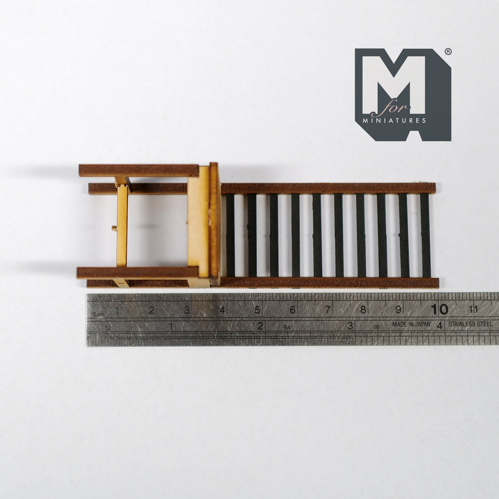 1:12 Scale Miniature Unpainted Wood Ladder Back Dining Chair, 10 Slat Back, 3-15/16 inch tall, DIY Dollhouse Supply