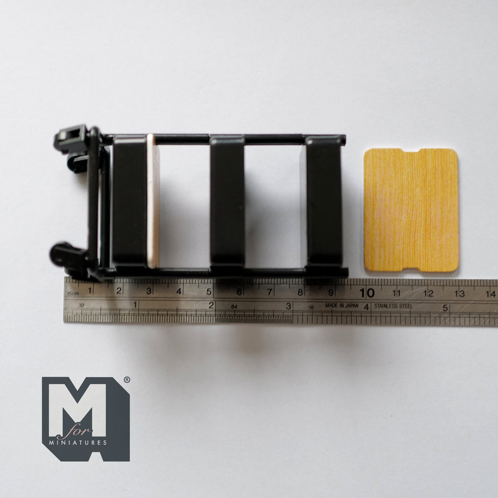 1:12 Scale Miniature Rolling Utility Cart with 2 Wood Covers, 3 Tiers, 3-5/8 inch tall, DIY Dollhouse Supply (black)