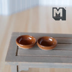 Schaal 1:12 miniatuur grote kommen, set van 2, 1-1/8 inch Ø, DIY-poppenhuisbenodigdheden (bruin en crème)