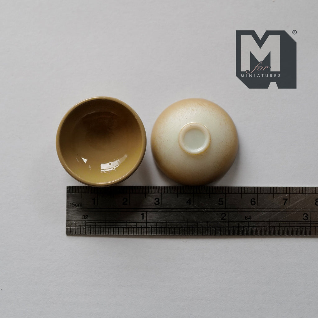 Dollhouse Supplies Miniature 1:12 Scale Large Size Bowls Set of 2 Salad Bowls Food Bowls 1-1/8"(Dia.)  beige A030
