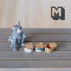 Miniature kattemadsdåser i metal med låg i skala 1:12, sæt med 3, 7/16 inch i diameter, gør-det-selv-materiale til dukkehus