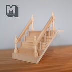 Niestrójkowane miniaturowe schody do przedpokoju do domku dla lalek w skali 1:12 z poręczami, 5 stopni, wysokość 2-7/8 cala