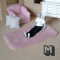 1:12 Scale Miniature Faux Sheepskin Rug, Rectangular, 6-1/2 inch long, DIY Dollhouse Supply (pink)