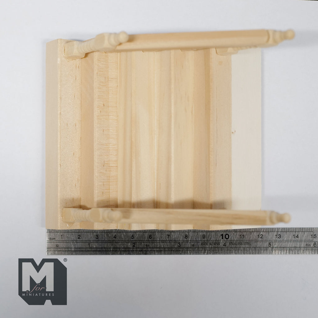 1:12 Scale Miniature Unfinished Dollhouse Entryway Steps with Handrails, 5 Steps, 2-7/8 inch high