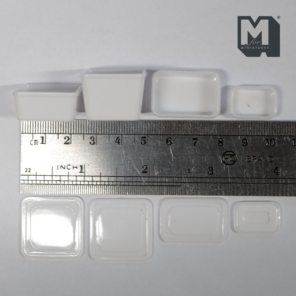 1:12 Scale Miniature Food Containers with Lids, Set of 4, 1 inch long, DIY Dollhouse Supply (white)