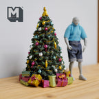 Sapin de Noël miniature à l'échelle 1:12 avec décorations, ange au sommet et boîtes cadeaux, 16,5 cm de hauteur, fournitures pour maison de poupée à monter soi-même (1 pièce en résine moulée)
