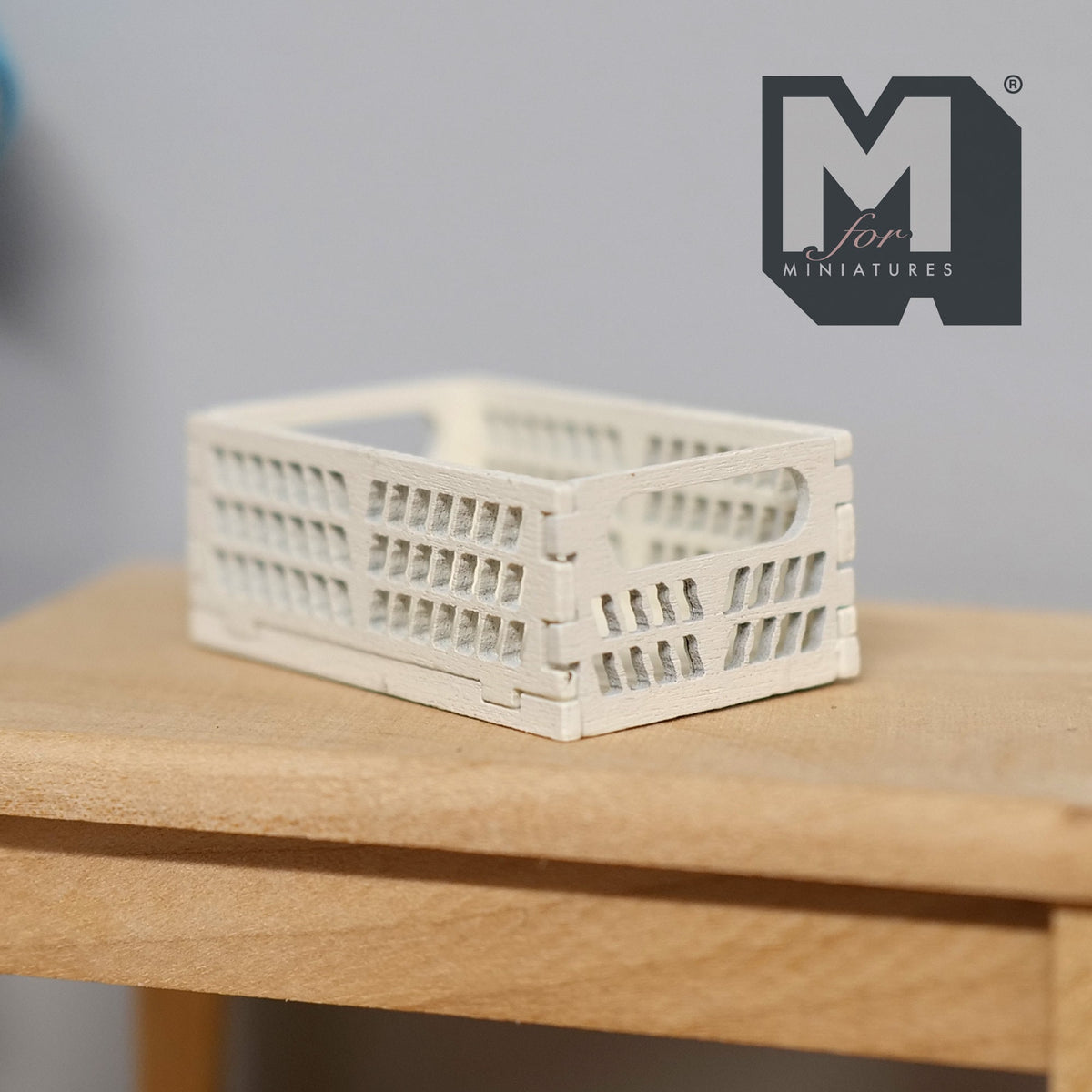1:12 Scale Miniature Ventilated Storage Crate, Open Grid Sides, 11/16 inch tall, DIY Dollhouse Supply (cream)
