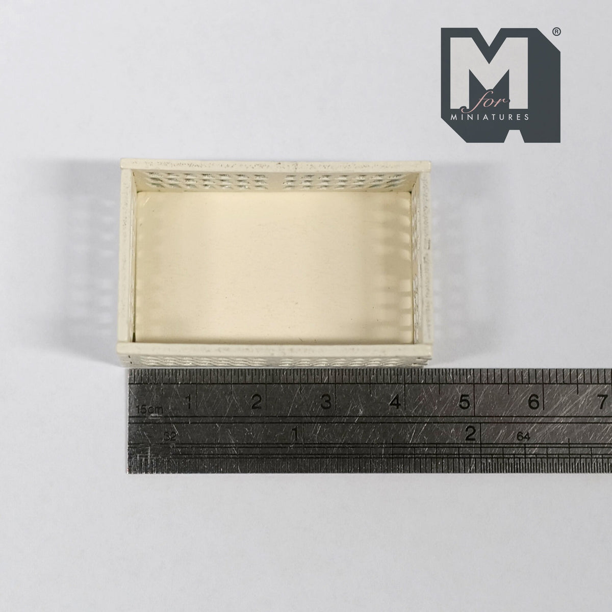 1:12 Scale Miniature Ventilated Storage Crate, Open Grid Sides, 11/16 inch tall, DIY Dollhouse Supply (cream)