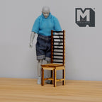 1:12 Scale Miniature Unpainted Wood Ladder Back Dining Chair, 10 Slat Back, 3-15/16 inch tall, DIY Dollhouse Supply