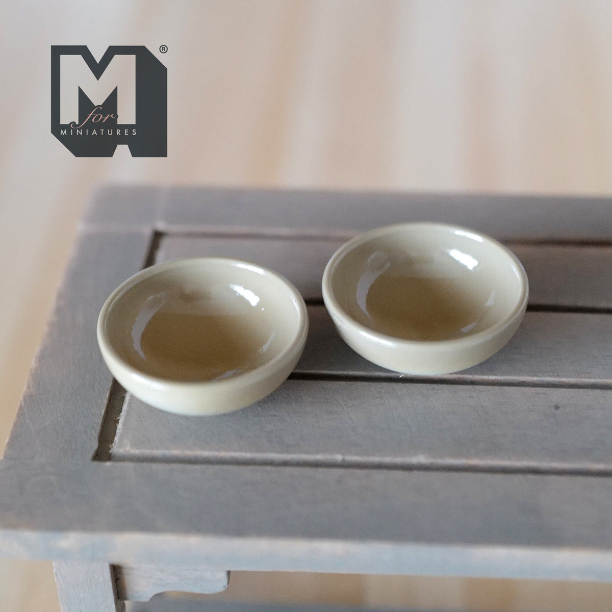 Dollhouse Supplies Miniature 1:12 Scale Large Size Bowls Set of 2 Salad Bowls Food Bowls 1-1/8"(Dia.)  beige A030
