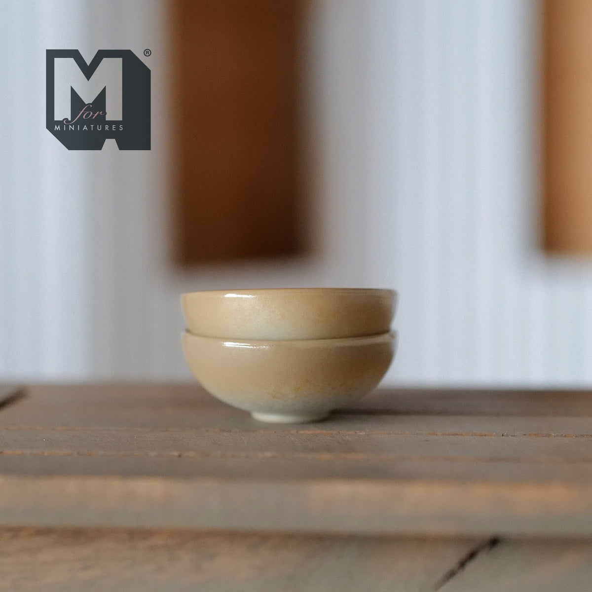 Dollhouse Supplies Miniature 1:12 Scale Large Size Bowls Set of 2 Salad Bowls Food Bowls 1-1/8"(Dia.)  beige A030