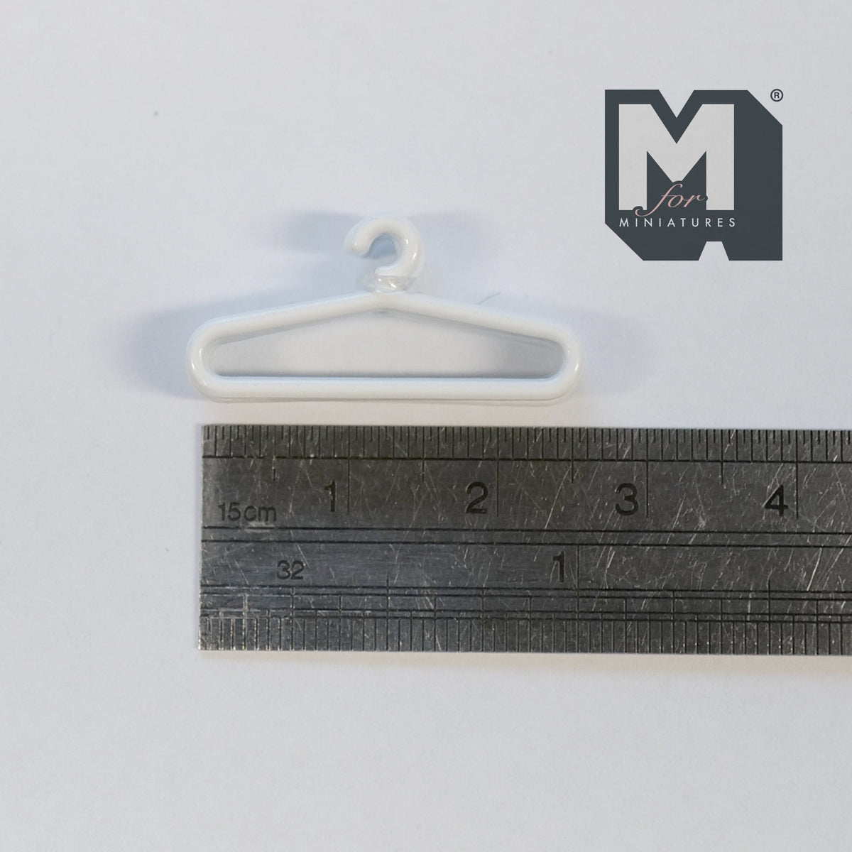 1:12 Scale Miniature Metal Clothes Hangers, Set of 6, 1 inch wide, DIY Dollhouse Supply (white)