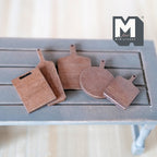 1:12 Scale Miniature Wood Cutting Boards, Set of 5, Assorted Shapes, DIY Dollhouse Supply