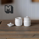 Miniature Ceramic Jars and Lids 1:12 Scale Dollhouse Kitchen Containers Set of 2 (white) - G027