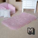 Dollhouse Miniature Faux Sheepskin Rectangular Rug (pink) 6-1/2" x 3-15/16" - D097