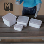 1:12 Scale Miniature Food Containers with Lids, Set of 4, 1 inch long, DIY Dollhouse Supply (white)