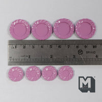 Miniature Dining Plates Set of 8 , 1:12 Scale Dollhouse Tableware 7/8"(Dia.) (metal) (pink) E042