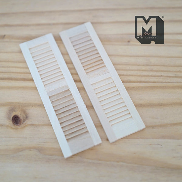 Dollhouse Louvered Wood Shutters Bifold Closet Doors Miniature Unfinished Wood Folding Doors 2 Pack Set - Hinges sold separately