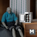 Miniature Mini Refrigerator 1:12 Scale Dollhouse Supplies Sofa Beer Fridge with 6 Metal Cans  - G013