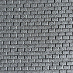 1:12 scale running bond brick wall foam board in gray with a stone like texture, close view of the brick pattern