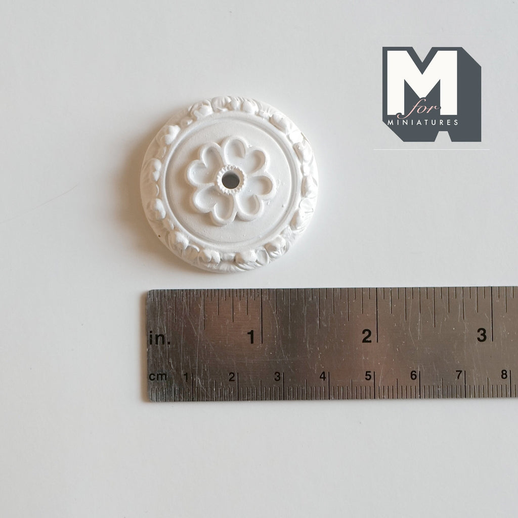 1:12 Scale Miniature Dollhouse Ceiling Rose with Flower Center, Victorian Style, 1-9/16 inch dia.