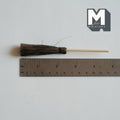 1:12 scale miniature garden besom broom with wood handle and dark bristle head, shown above a ruler