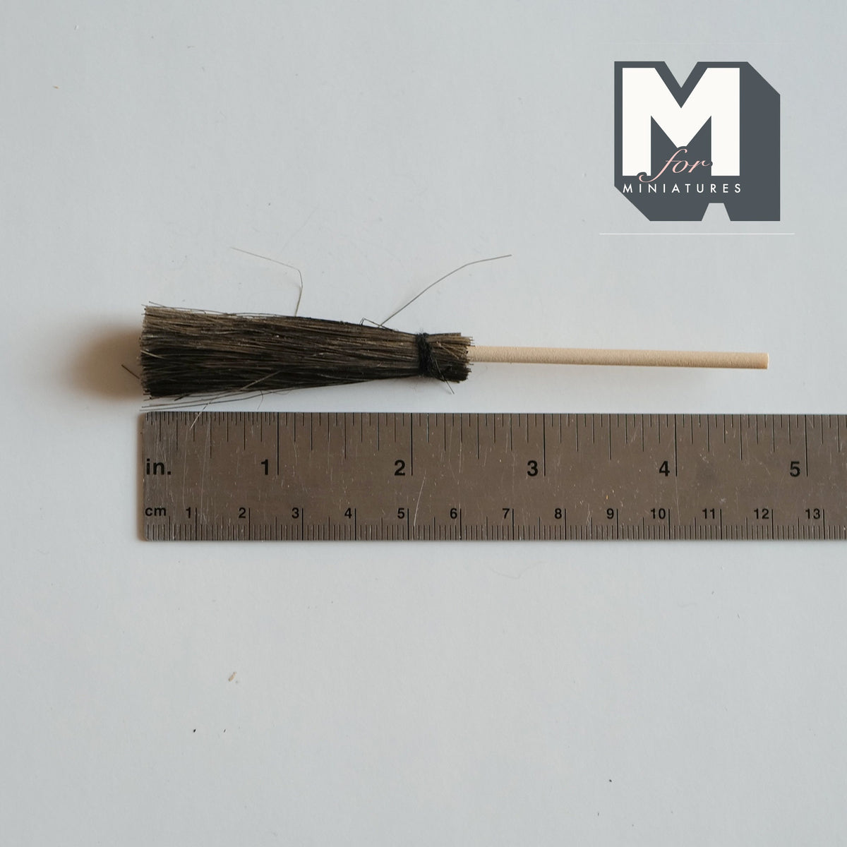 1:12 Scale Miniature Garden Besom Broom, Wood Handle, 4-5/8 inch long, DIY Dollhouse Supply
