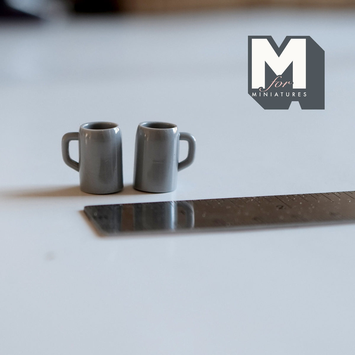 Miniature Coffee Mugs Beer Mugs Set of 2 1:12 Scale Dollhouse Supplies Tea Cups (gray)  - A023