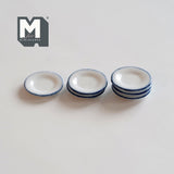 Miniature Enamel Plates 1:12 Scale Dollhouse Supplies Ceramic Plates Set of 6 1-1/8"(Dia.) (large) - A023