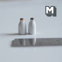 Miniature Milk Bottles 1:12 Scale Dollhouse Ceramic Bottles Set of 2 - E030