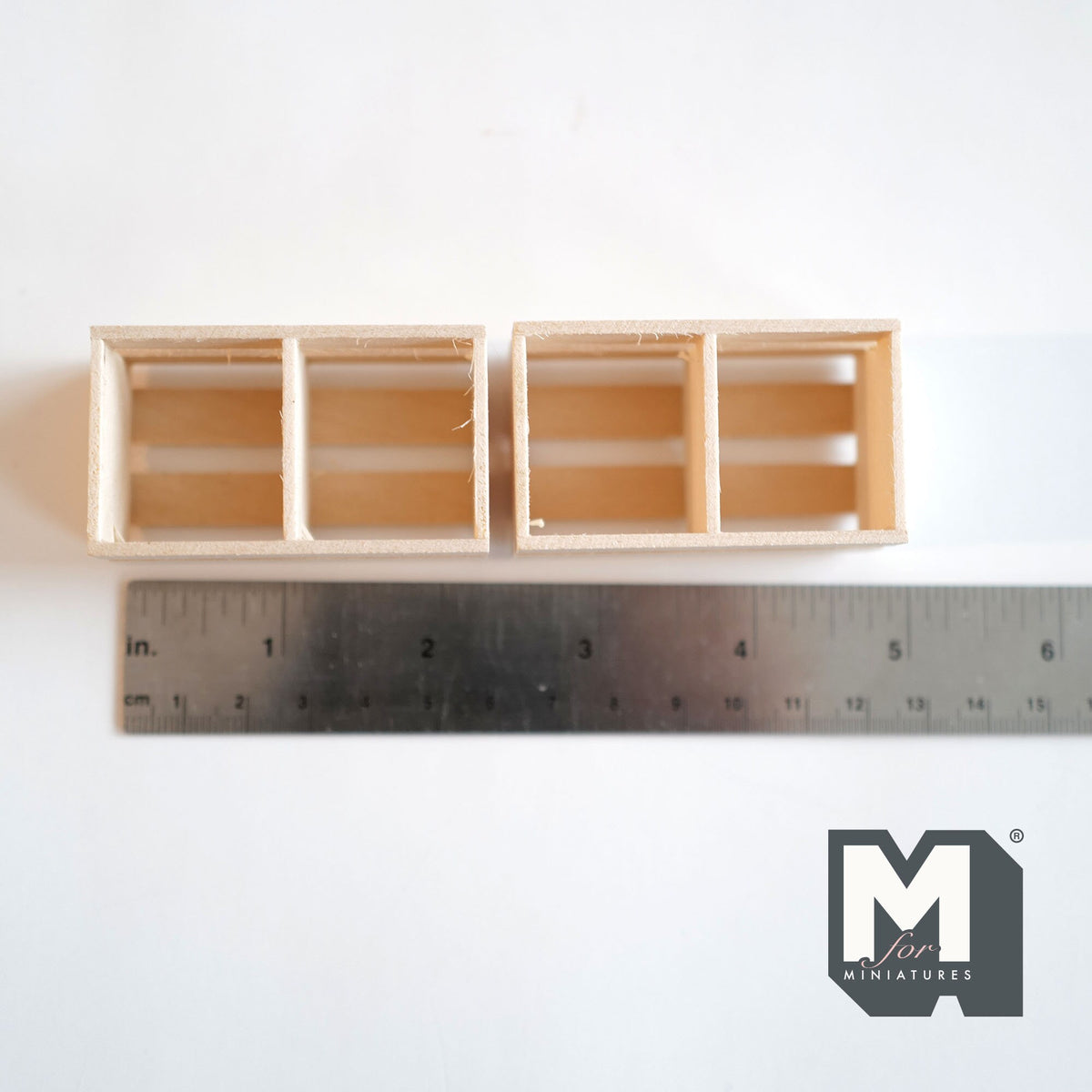 1:12 Scale Miniature Unpainted Wood Slatted Crates, Set of 2, 2-5/16 inch long, DIY Dollhouse Supply