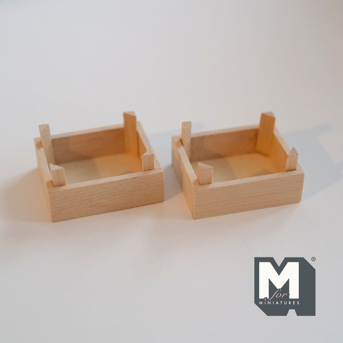 1:12 Scale Miniature Unpainted Wood Stackable Crates, Set of 2, Slatted Sides, 7/8 inch tall, DIY Dollhouse Supply