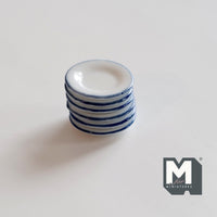 Miniature Enamel Plates 1:12 Scale Dollhouse Ceramic Plates Set of 6 1-1/8"(Dia.) (large) - A023