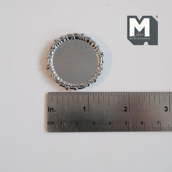 Miniature Metal Round Tray 1:12 Scale Dollhouse Kitchen Accessories 1-7/16" (Dia.) - F065