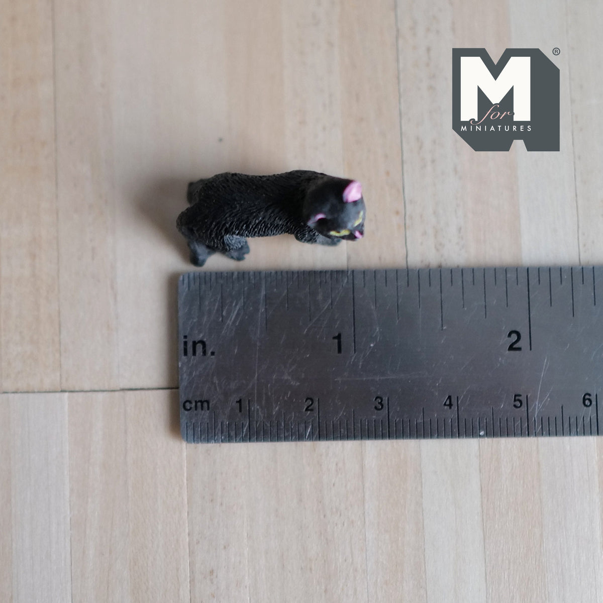 1:12 Scale Miniature Standing Black Cat Figurine, 1-1/8 inch long, DIY Dollhouse Supply (black)