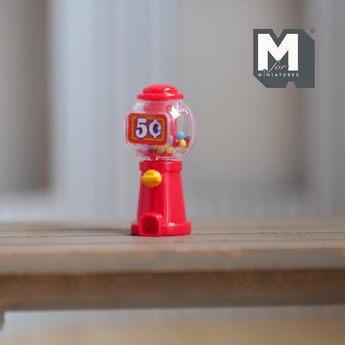 1:12 Scale Miniature Tabletop Gumball Machine, 1-3/16 inch tall, DIY Dollhouse Supply (red)