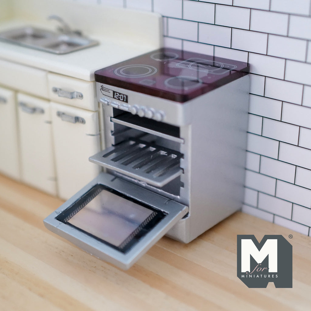 Dollhouse Induction Stove Top with Oven , 1:12 Scale Miniature Range (non-working) - K040
