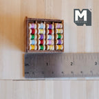 1:12 Scale Miniature Wood Spool Stand with Sewing Thread, 3-1/8 inch tall, DIY Dollhouse Supply