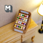1:12 Scale Miniature Wood Spool Stand with Sewing Thread, 3-1/8 inch tall, DIY Dollhouse Supply