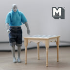 1:12 Scale Miniature Wood Checkerboard Table, Square Top, 2-5/8 inch tall, DIY Dollhouse Supply