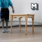 1:12 Scale Miniature Wood Checkerboard Table, Square Top, 2-5/8 inch tall, DIY Dollhouse Supply