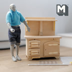 1:12 Scale Miniature Dollhouse Unpainted Wood Kitchen Range Stove with Short Chimney, 4-1/2 inch tall